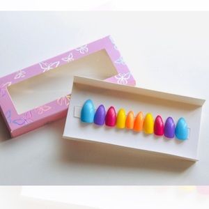 Hand painted rainbow press on nails